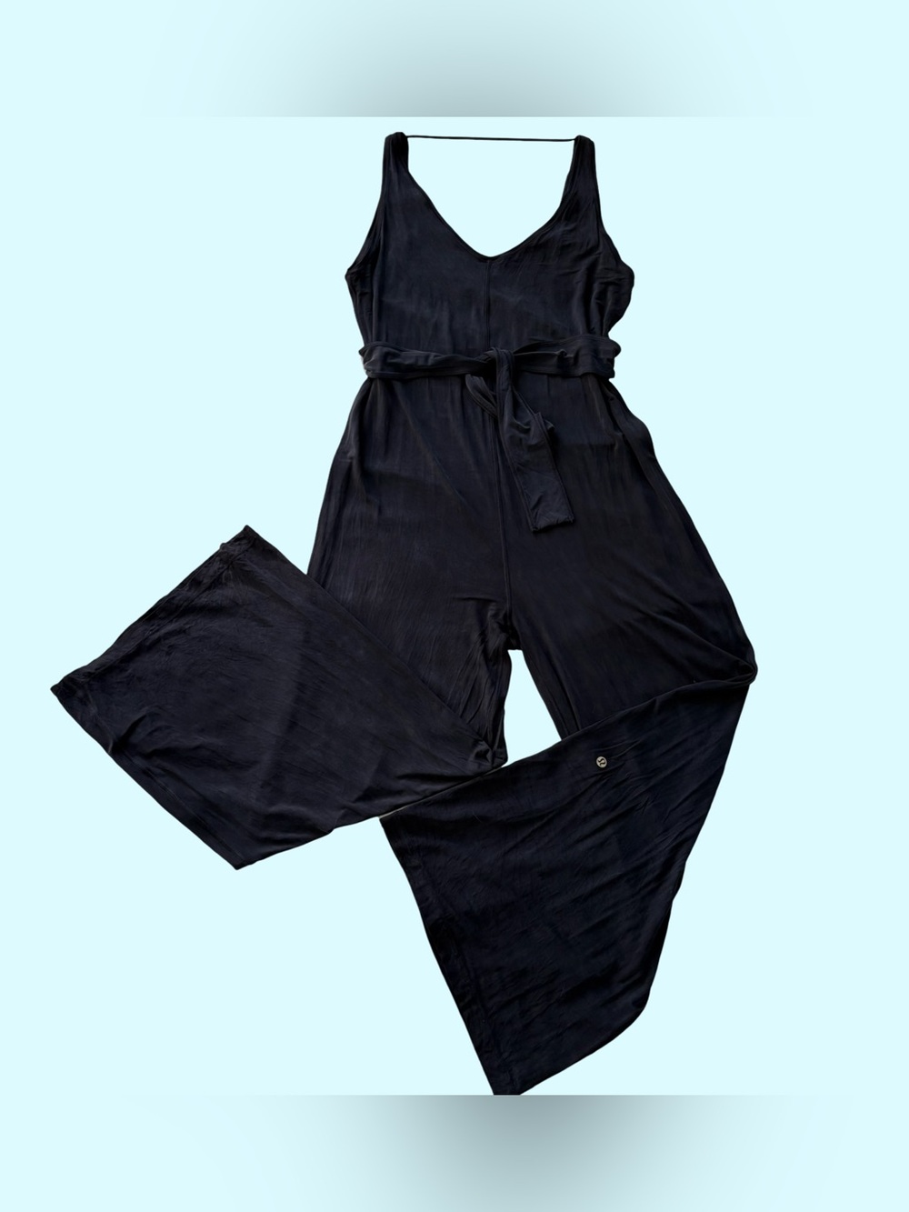 Lululemon Principal Dancer Jumpsuit Black Wide Leg Sleeveless Belt